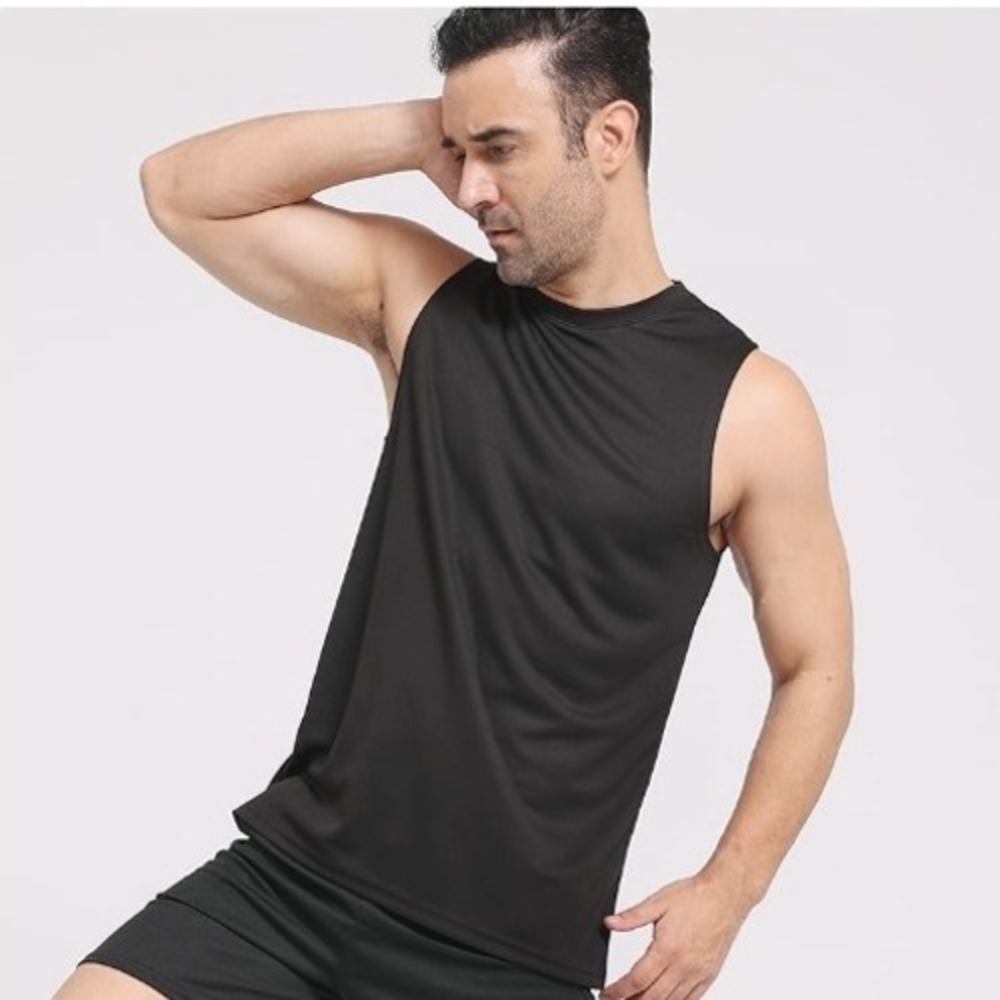 Joingo NWOT Large Black Sleeveless Muscle Tee Performance Workout Tank Top Shirt